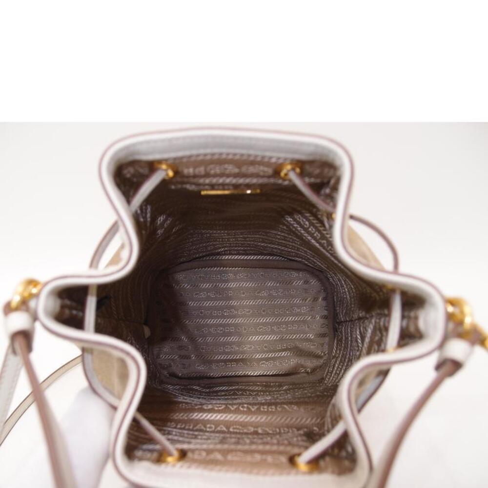 PRADA Logo Jacquard Shoulder Bag White - Picture 5 of 7